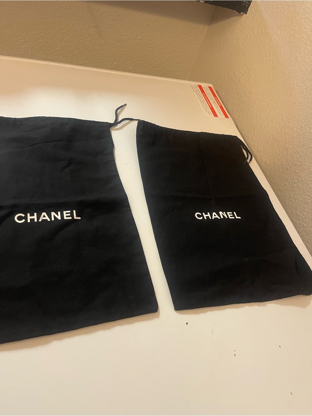 CHANEL Black Drawstring Logo Dust Bags - Set of 2